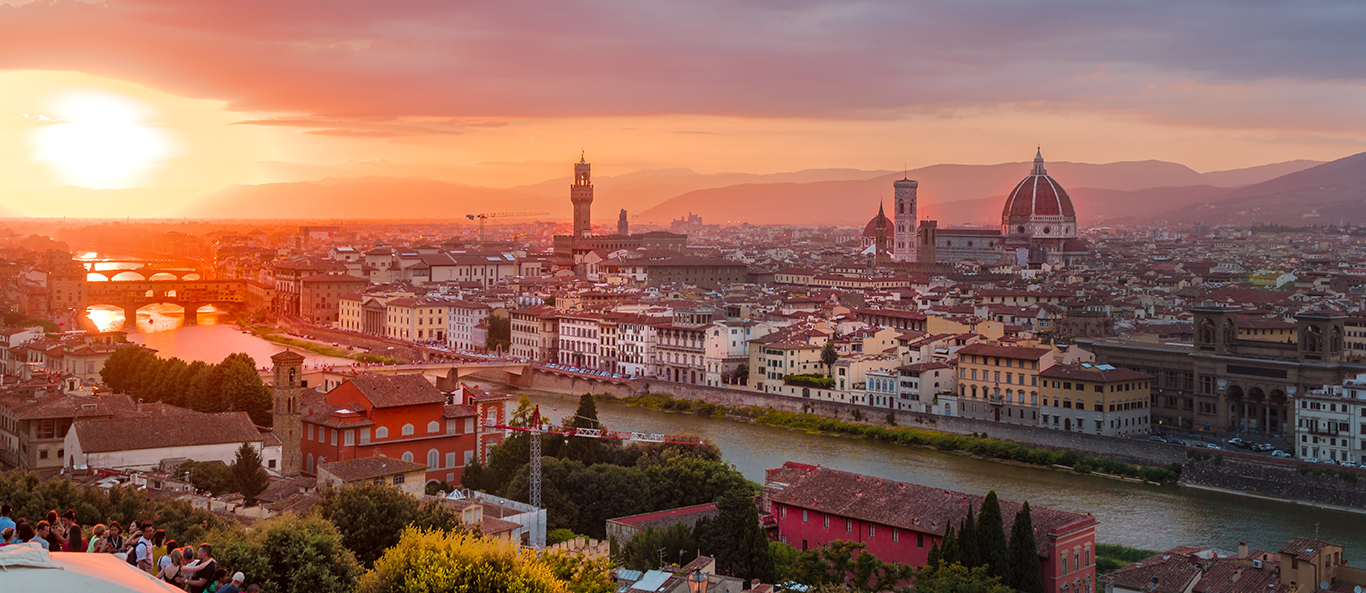 Sunset view of the city of Florence, Italy